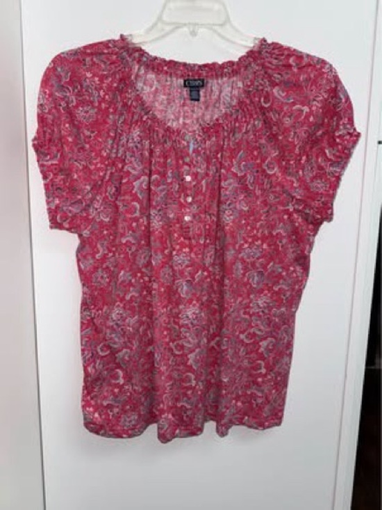 Chaps Tops - Chaps Red Paisley Short-Sleeve Peasant Blouse Size 1X